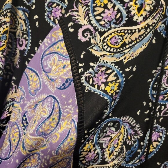 Style & Co. Women's Paisley Black, Blue & Lavender Size 3X Blouse w/ Tassels - Picture 9 of 9